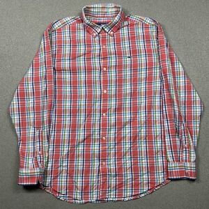 Vineyard Vines Nylon Blend Whale Shirt Button Down Men's XL Red Madras Plaid